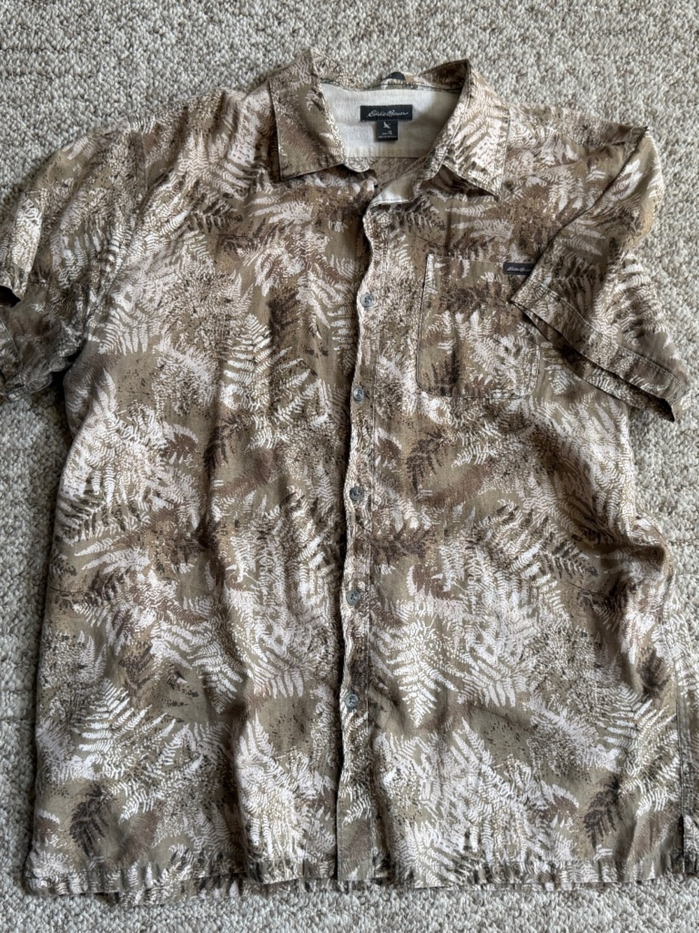 Men's XL Linen/Cotton Eddie Bauer Short Sleeve Button Down Shirt